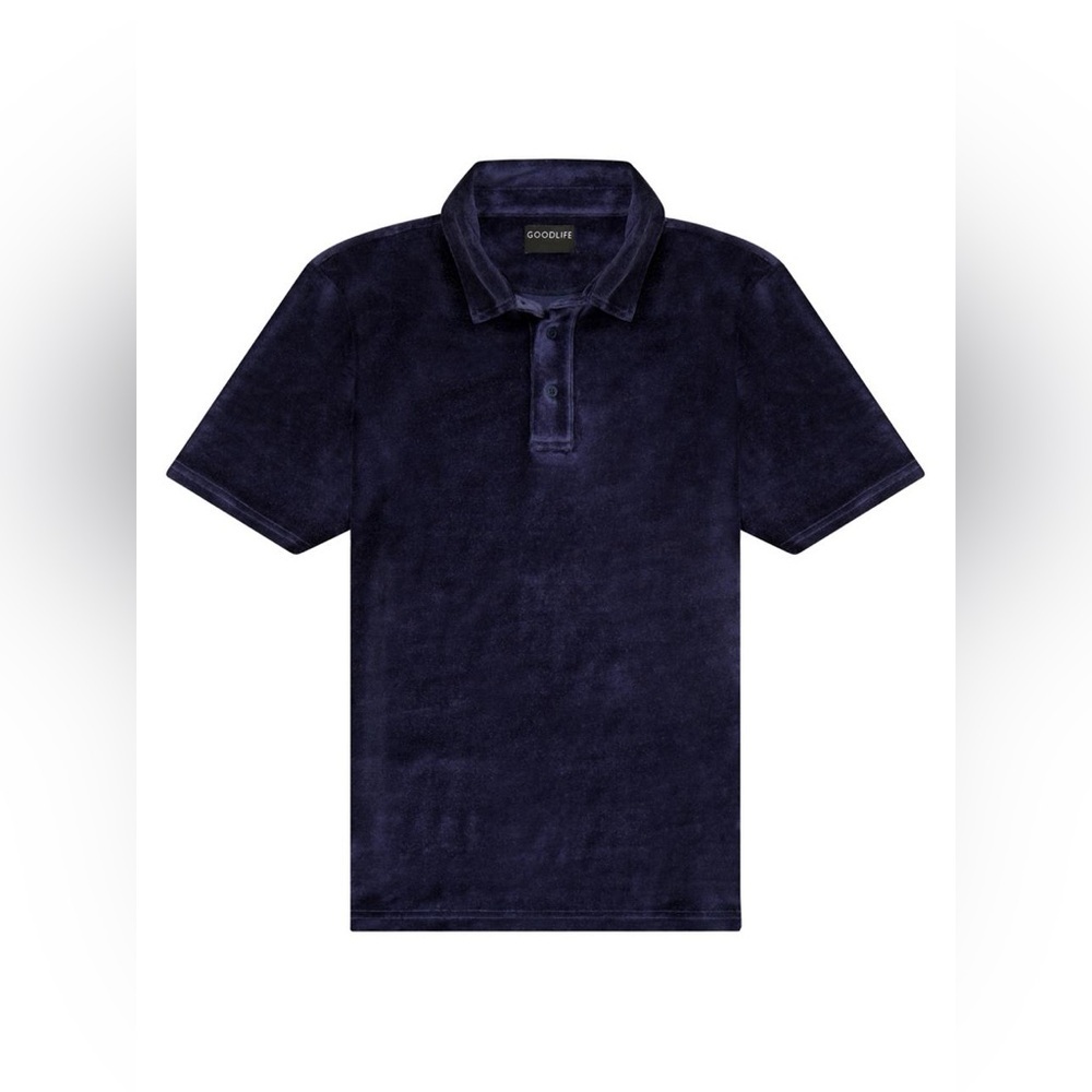 Goodlife Men’s Velour Polo Shirt in Midnight Navy Blue Size XXL